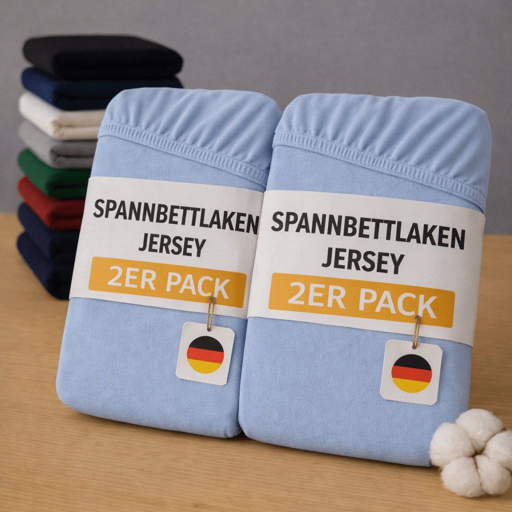 Spannbettlaken Jersey 100% Baumwolle mit Rundum-Gummi, 135g/m², Hautfreundlich, Weich, Atmungsaktiv, Für Boxspringbetten, Topper und Matratzen, KOMFORTEC