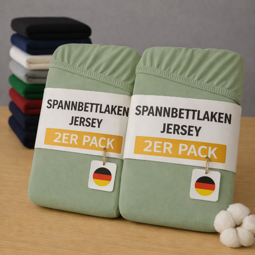 Spannbettlaken Jersey 100% Baumwolle mit Rundum-Gummi, 135g/m², Hautfreundlich, Weich, Atmungsaktiv, Für Boxspringbetten, Topper und Matratzen, KOMFORTEC
