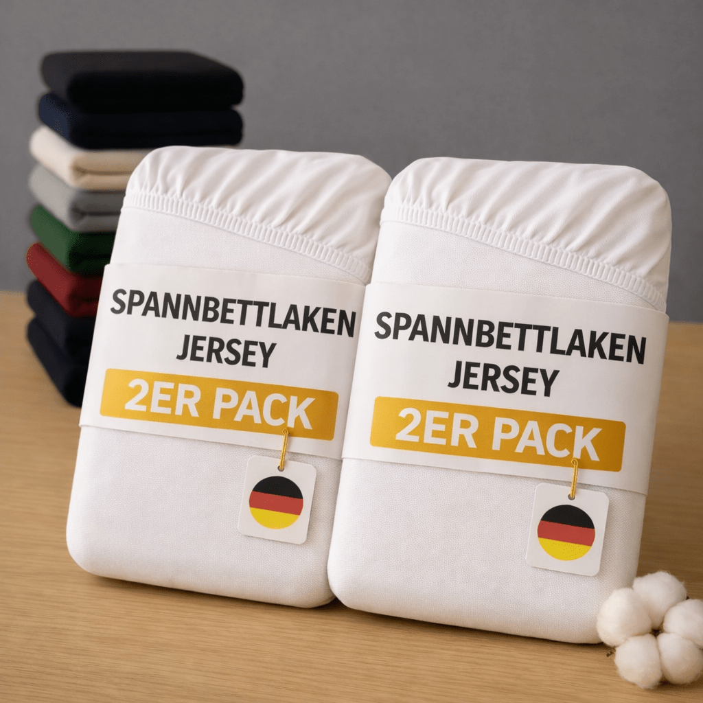 Spannbettlaken Jersey 100% Baumwolle mit Rundum-Gummi, 135g/m², Hautfreundlich, Weich, Atmungsaktiv, Für Boxspringbetten, Topper und Matratzen, KOMFORTEC