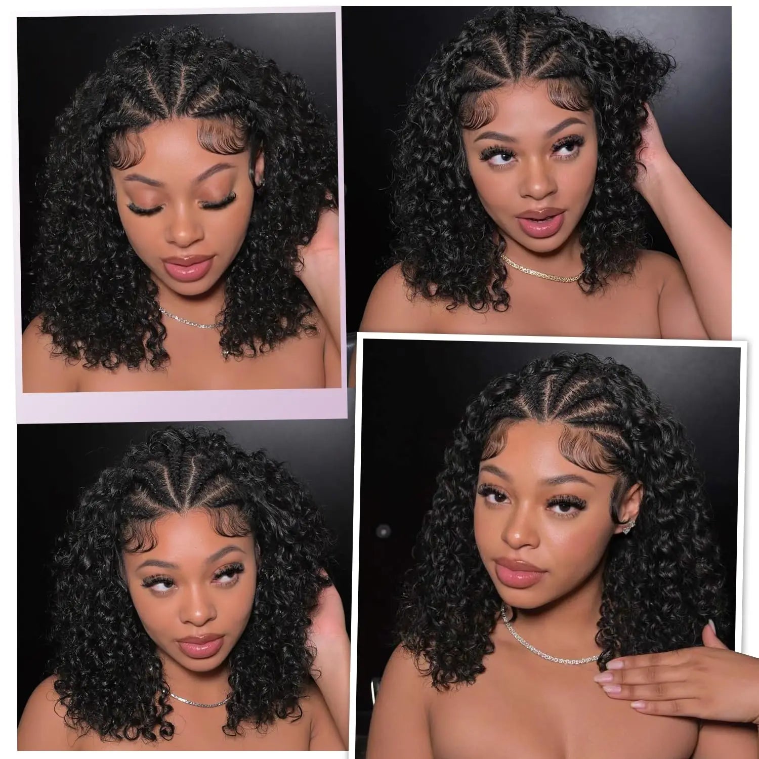 Fancy Hair Cornrow with Curly Hair Deep Wave Wig HD Lace Front Braided Wig with Baby Hair