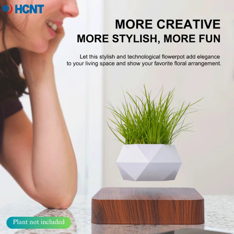 Floating Plant Pot Magnetic Levitating Plant Pot for Succulents Air Bonsai and Fake Flowers and Plants Unique Decor for Home Off