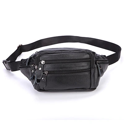 Fashion Men Genuine Leather Fanny Bag for Phone Pouch Male Leather Messenger Bags Brand Fanny Pack Male Travel Waist Bag Men
