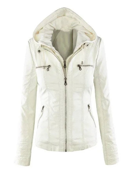 2022 New Leather Jacket Women Hoodies Autumn Winter PU Jacket Black Casual Outerwear Faux Leather Coat Women Plus Size XS-7XL