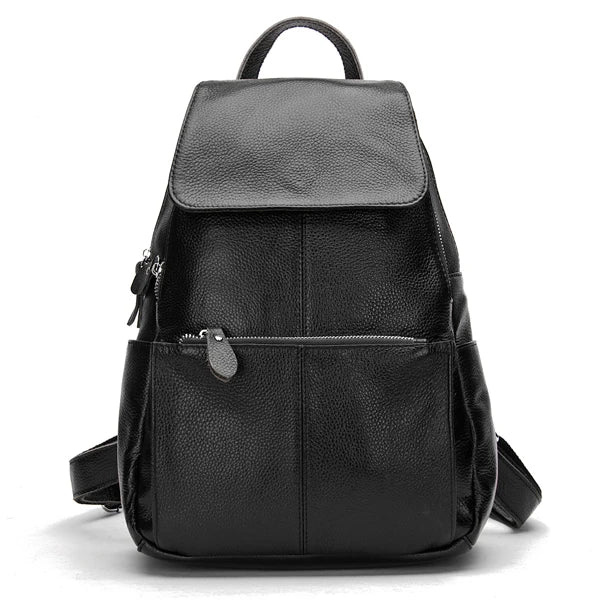 Zency Stylish White Black Genuine Leather Women Backpack A++ Quality Anti-theft Large Capacity Knapsack Travel Designer Rucksack