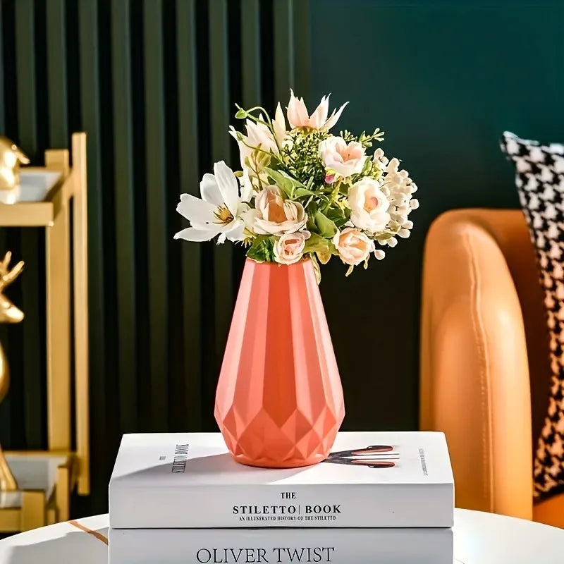 1pc Geometrical Plastic Flower Vase For Room Decor And Home Plastic, Round, Decorative Container for Decoration