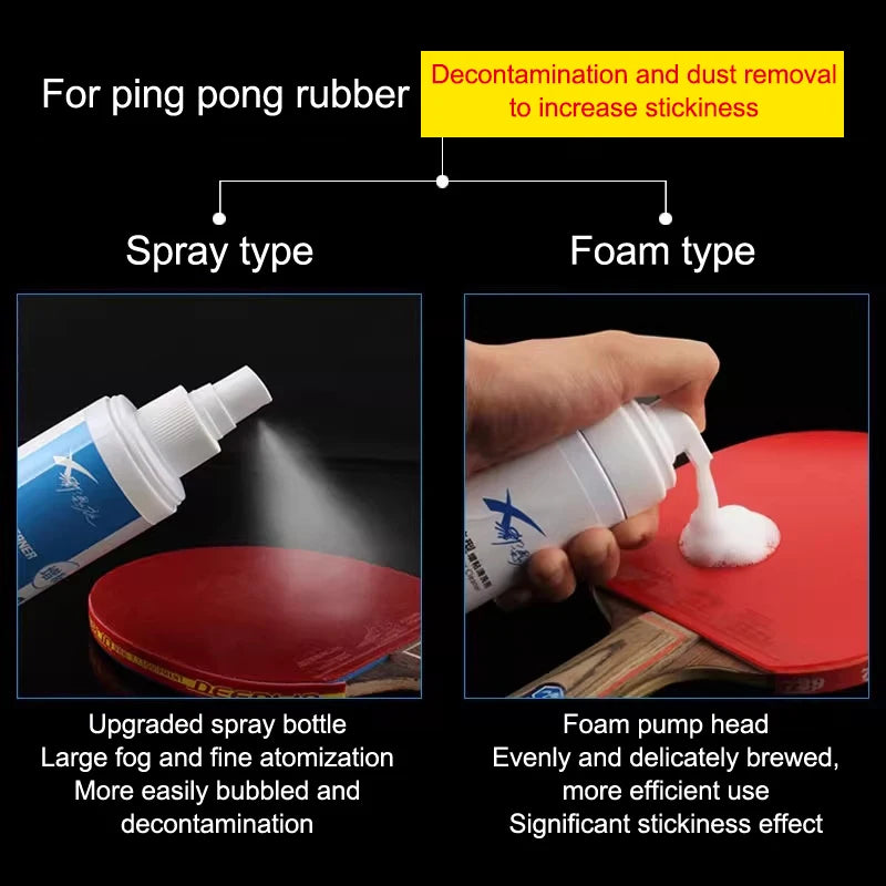 100ml Table Tennis Racket Rubber Cleaner Spray with Special Cleaning Agent Racquet Wipe Edge Protection Strap Protective Film