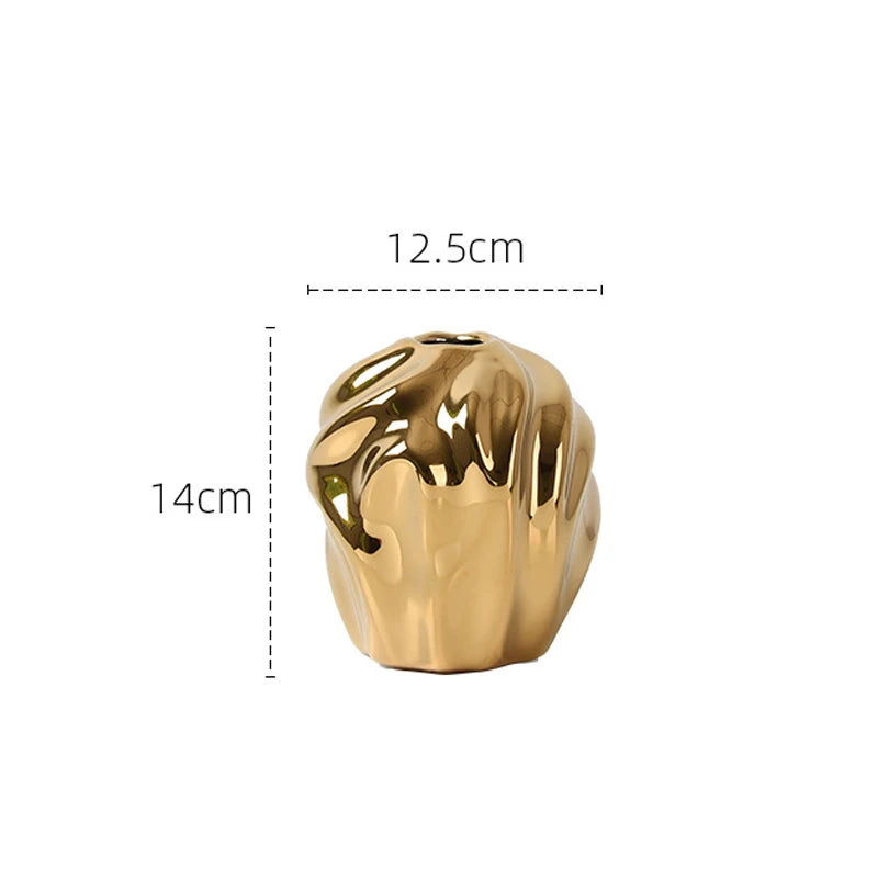 Modern Light Luxury Creative Ceramic Golden Vase Decoration Living Room Bedroom Decoration Cabinet Flower Vase Home Decoration