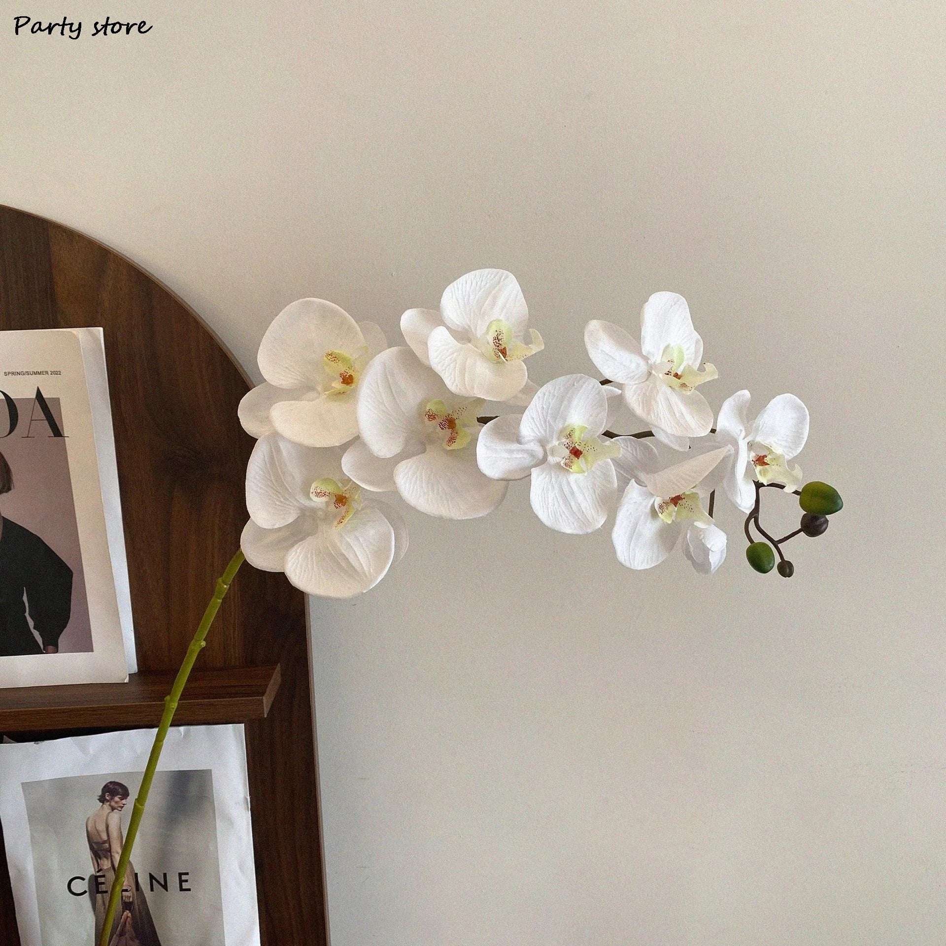 9 Heads Artificial Flower Purple Butterfly Orchid Silk White Phalaenopsis Wedding Christams Home Decor Garden Potted Fake Plants