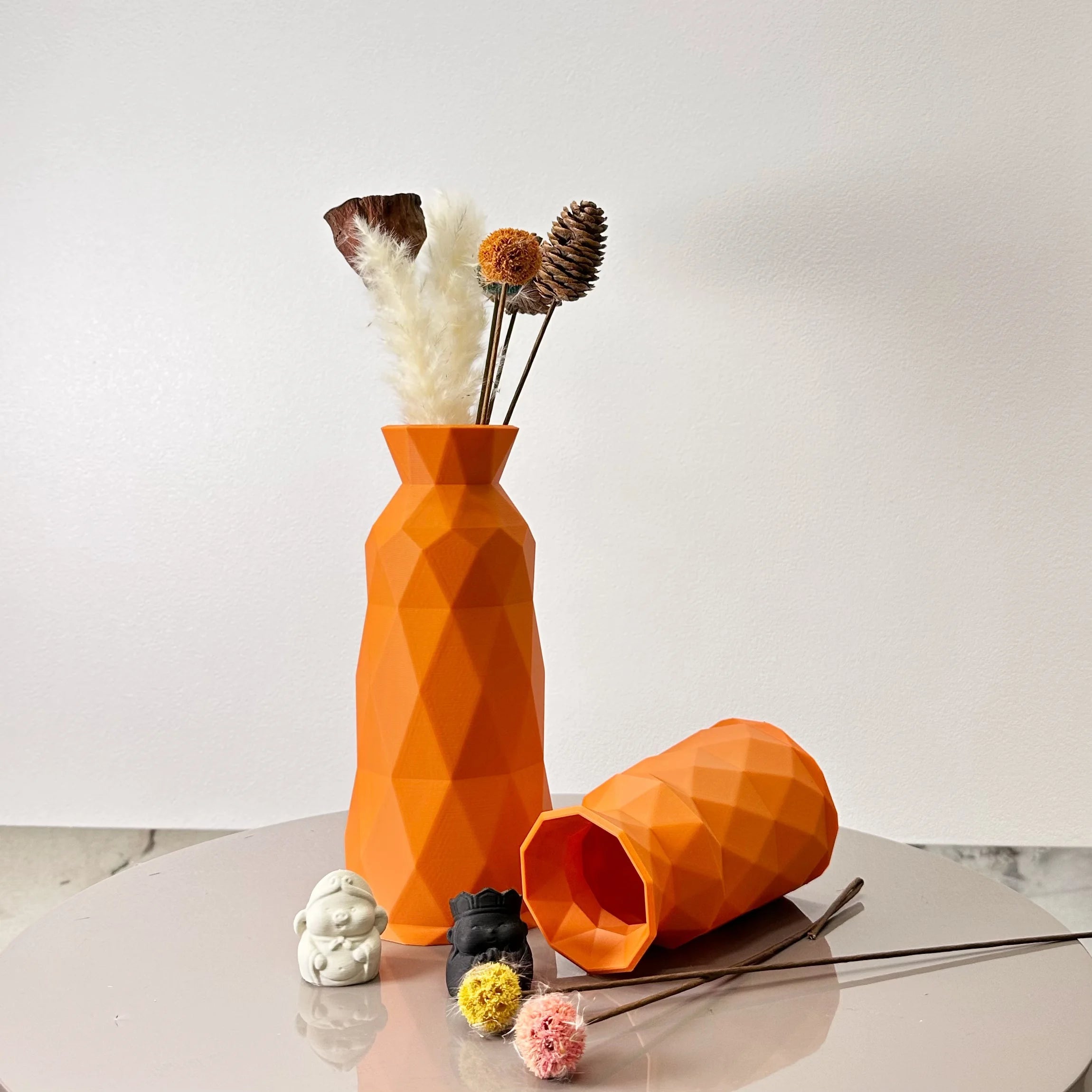 2 Piece Art Geometric Vase, Geometric Dry Vase, Multiple Color Options, Suitable for Home Decoration Vase Ornaments, Office Vase