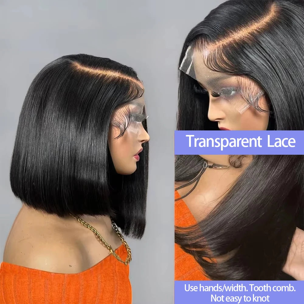 12 14 Inch Straight Short Bob Human Hair Wig Black Vietnamese Hair 13x4 4x4 HD Lace Frontal Bone Straight Bob Human Hair Wigs
