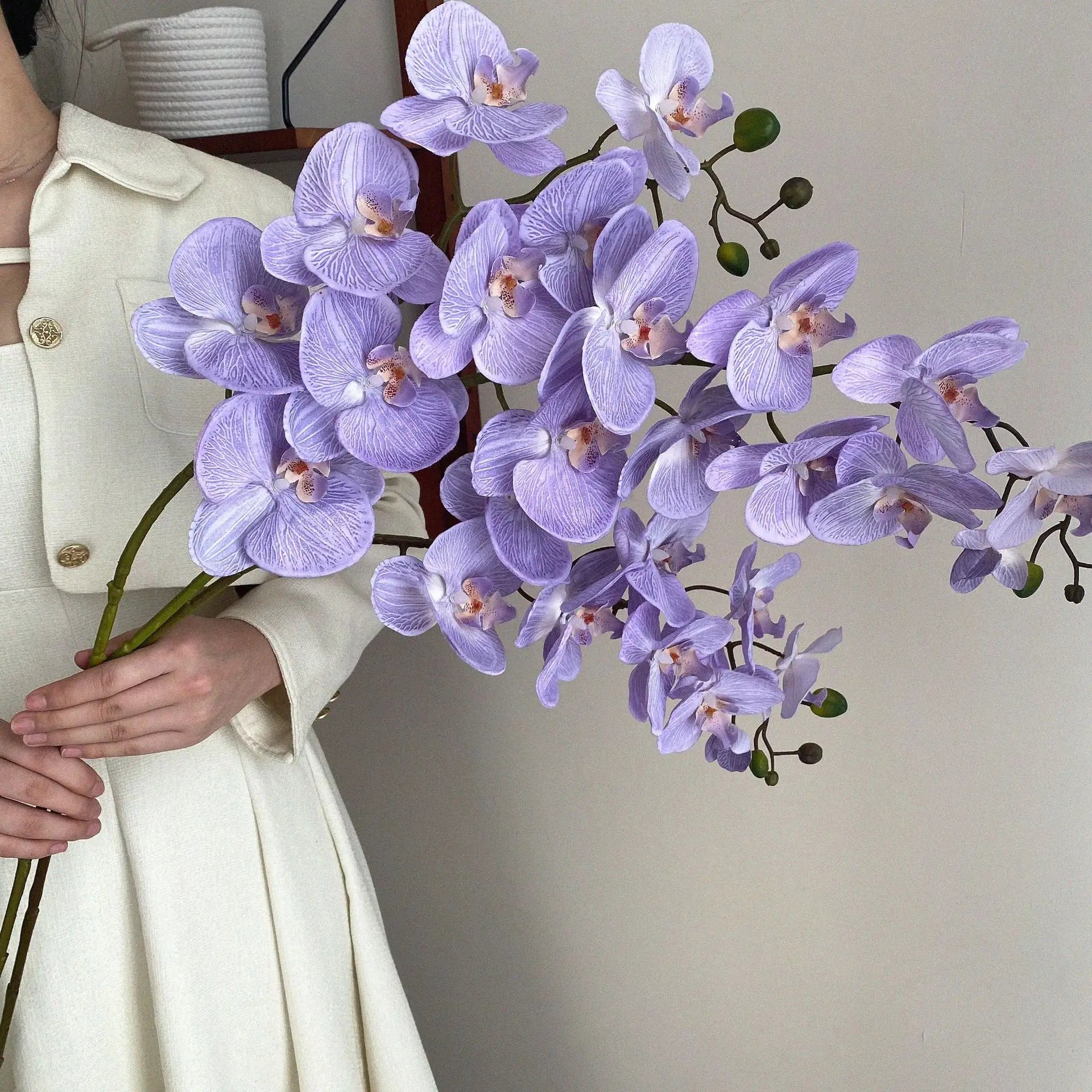 9 Heads Artificial Flower Purple Butterfly Orchid Silk White Phalaenopsis Wedding Christams Home Decor Garden Potted Fake Plants