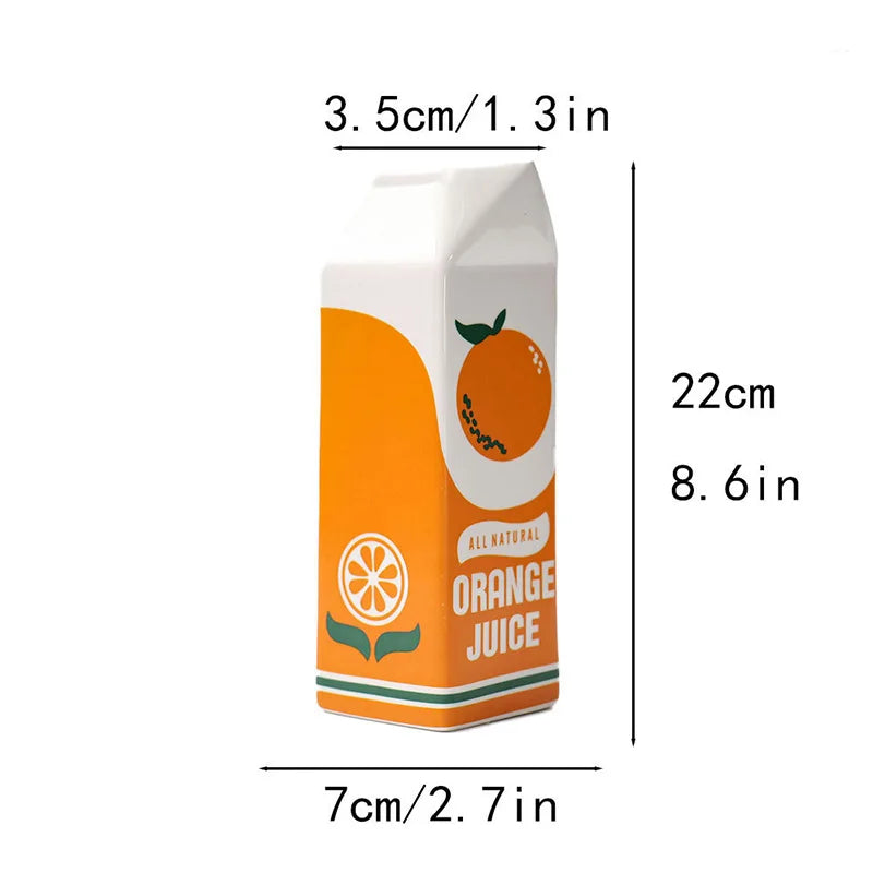 Vintage Orange Juice Vase Flower Vase Juice Box Ceramic Desktop Decoration for Home Living Room Cute Vase Office Creative Vase
