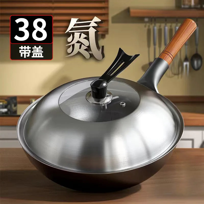 Zhangqiu old-fashioned iron wok, vegetable wok, household uncoated non stick wok, frying pan, gas stove special