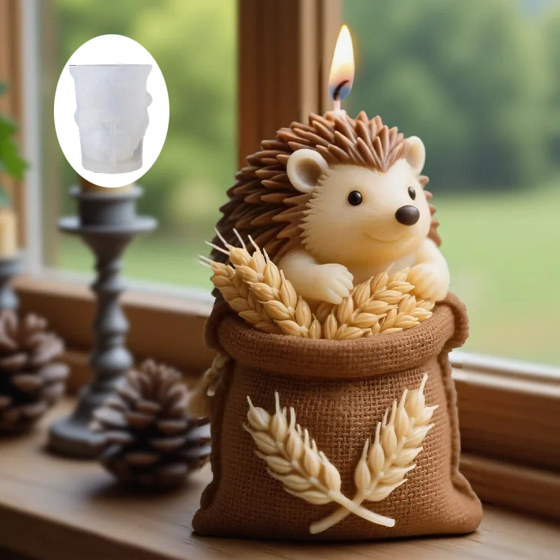 A cute hedgehog-shaped candle mold, resistant to high temperatures and not easily deformed, can be used to make scented candles/