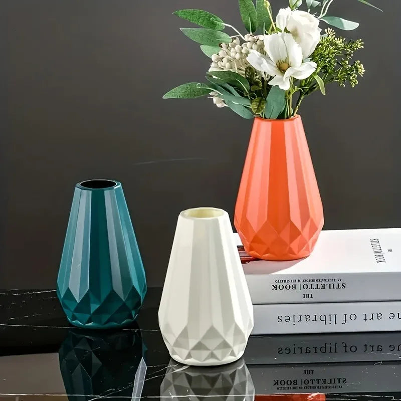 1pc Geometrical Plastic Flower Vase For Room Decor And Home Plastic, Round, Decorative Container for Decoration