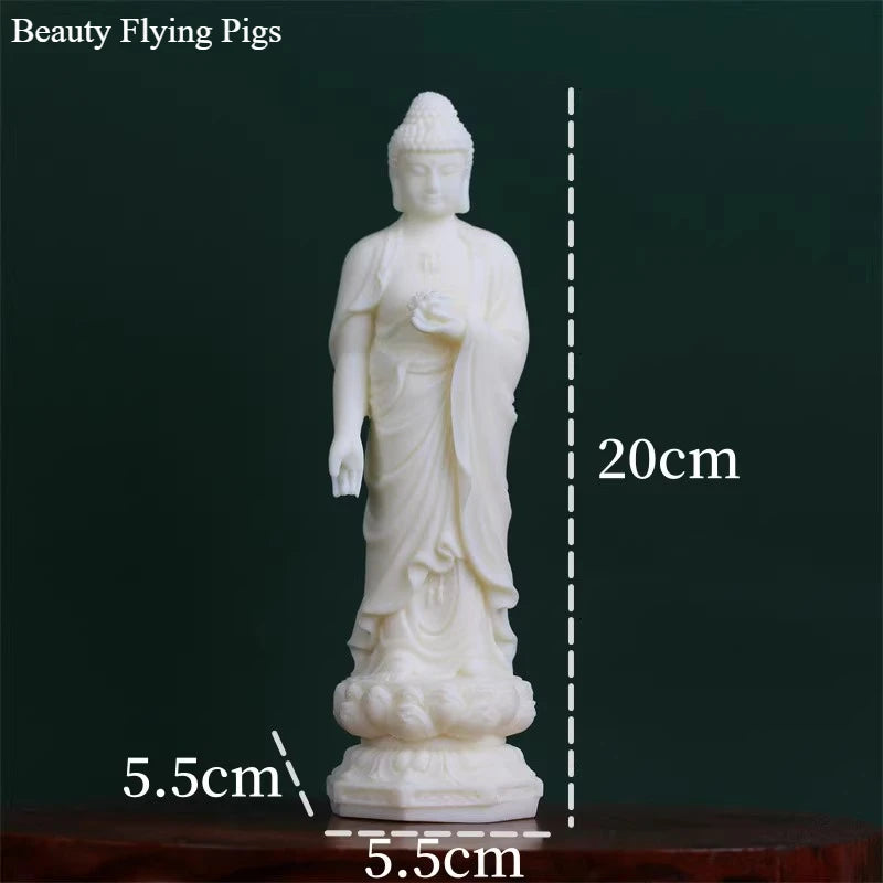 Ivory fruit powder Buddha statue ornament Home Buddha statue worship Chinese style pray for auspiciousness home decoration
