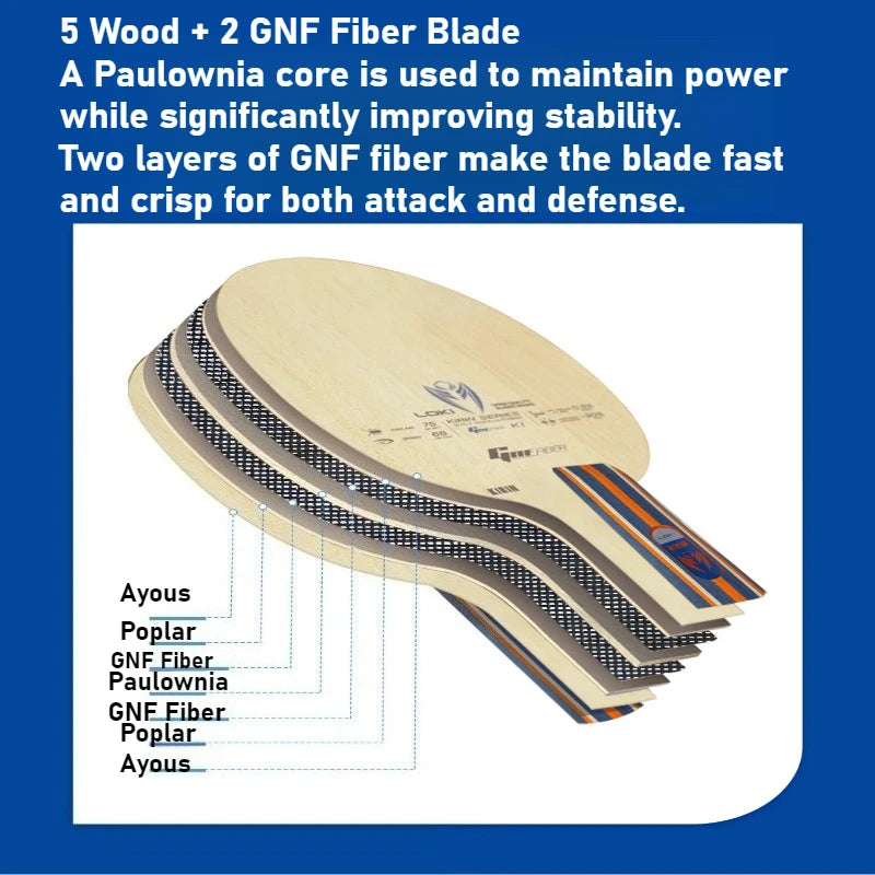 Original LOKI K1 Table Tennis Blade 5 Wood 2 Carbon Attacking FL/CS Fast Attack And Arc Ping Pong Base For Beginner Training