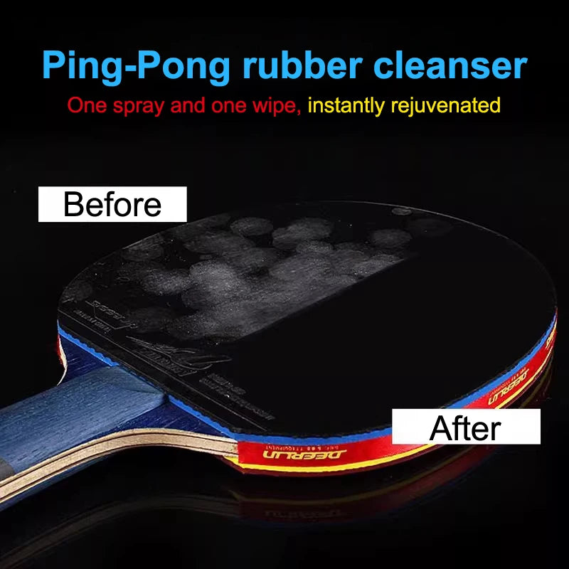 100ml Table Tennis Racket Rubber Cleaner Spray with Special Cleaning Agent Racquet Wipe Edge Protection Strap Protective Film