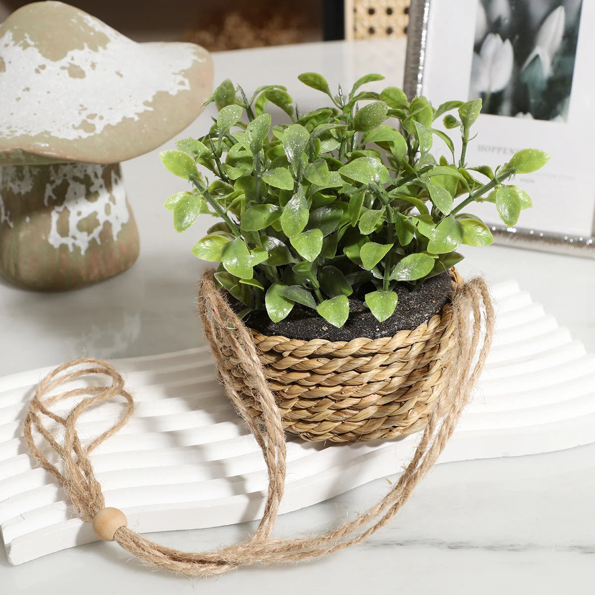 XIYA FLOWER Green Artificial Plants Eucalyptus Grass Woven Rosemary Potted Plants Grass Mound 40cm PE Material Home Decoration