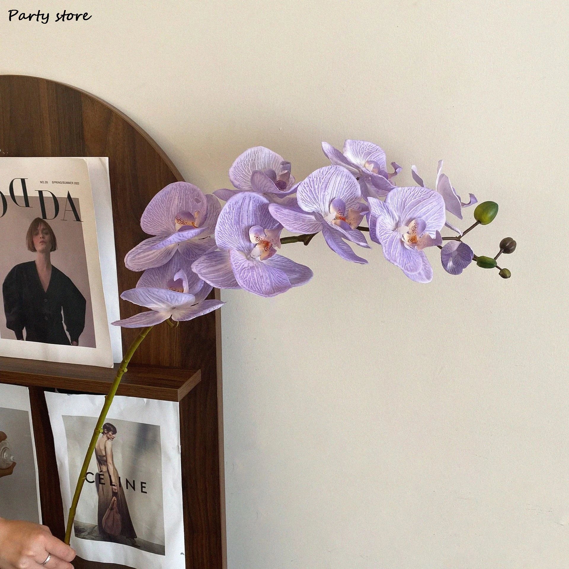 9 Heads Artificial Flower Purple Butterfly Orchid Silk White Phalaenopsis Wedding Christams Home Decor Garden Potted Fake Plants