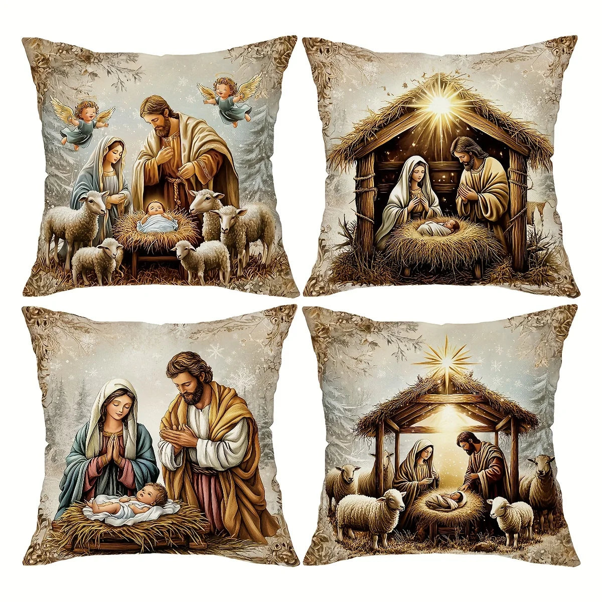 1PCS Christmas Pillow Covers Christmas Party Decor 2025 Xmas Jesus Farmhouse Pillow Cover Navidad Natal New Year Gift 2026