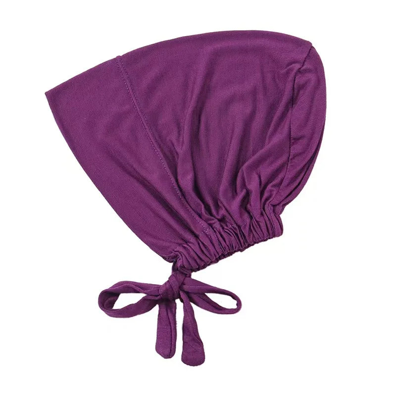 Hijab Unterkappe Damen, Muslimisch, Atmungsaktiv, Verstellbar, Inner Hijab Cap, Turban mit Bindeverschluss, 16 Farben