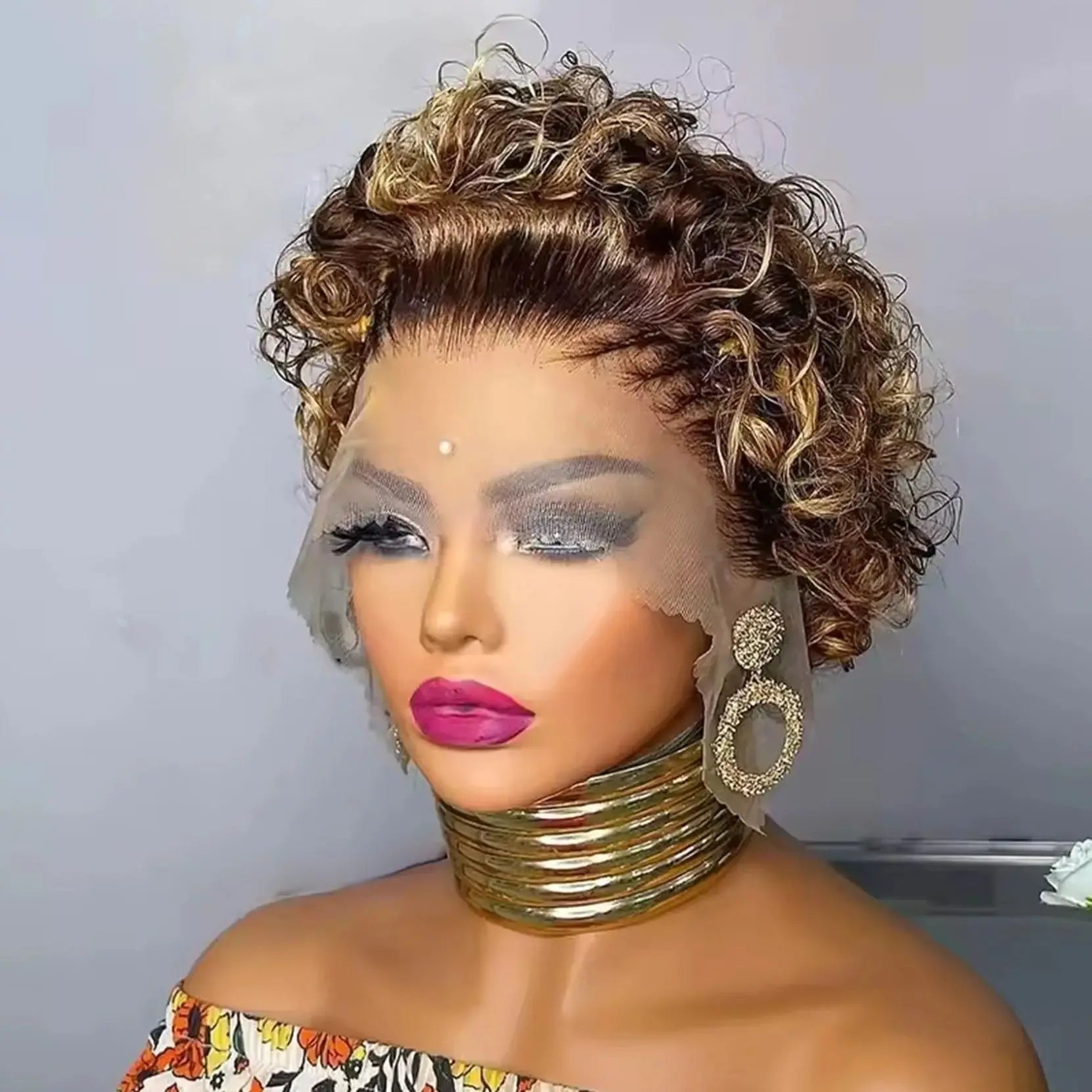 Hightlght 4/27 Pixie Cut Wig Ombre Honey Blonde 13x1 Lace Frontal Human Hair Wigs Brazilia Short Bob Wigs Human Hair 100%