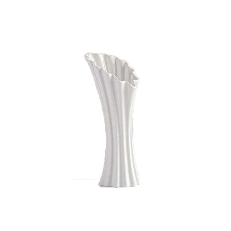 Special-shaped Striped Ceramic Vase Modern and Simple Flower Arrangement High-end and Versatile Home Soft Decoration Ornaments