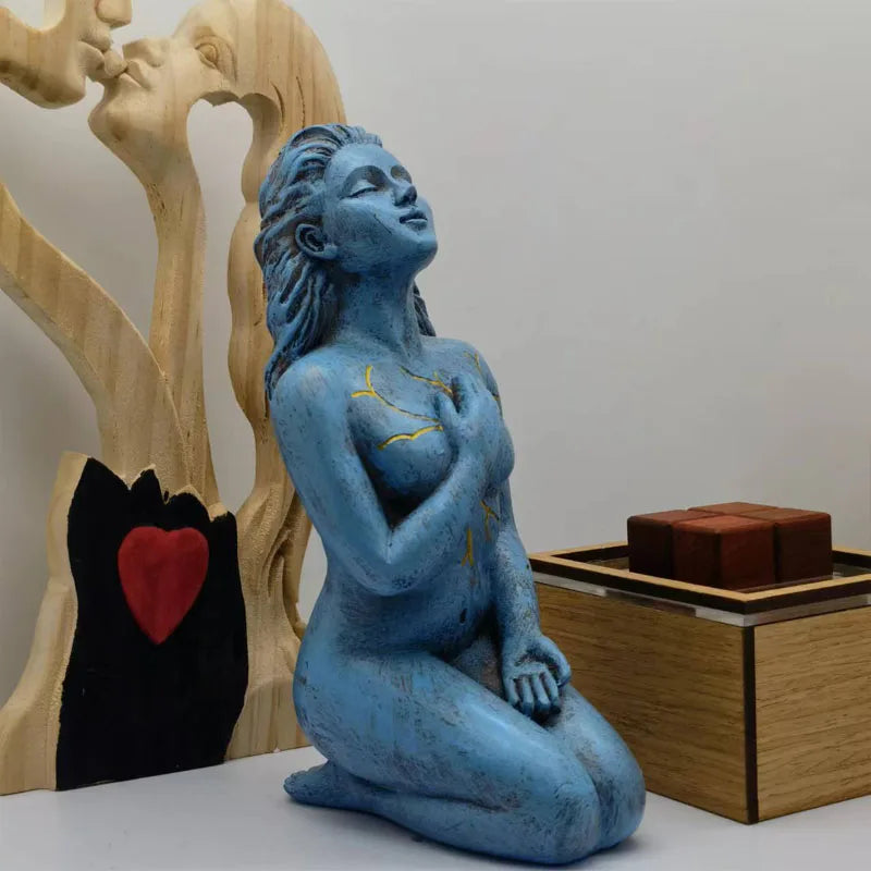 Göttin Statue 18cm aus Harz, Handgefertigte Spirituelle Skulptur, Heilende Energie, Meditation, Sammlerstück Kunst Deko, Tongyue