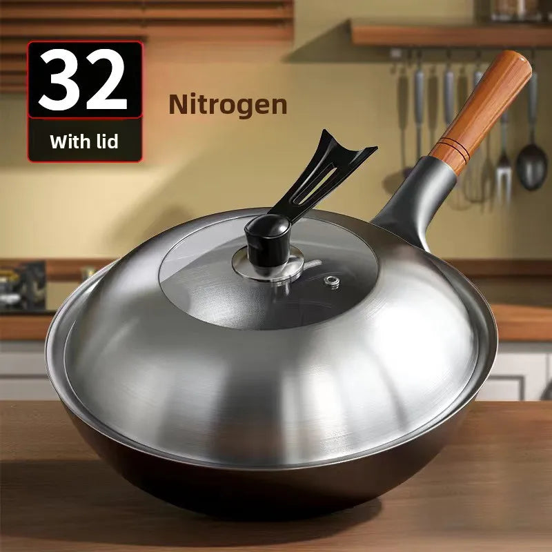 Zhangqiu old-fashioned iron wok, vegetable wok, household uncoated non stick wok, frying pan, gas stove special