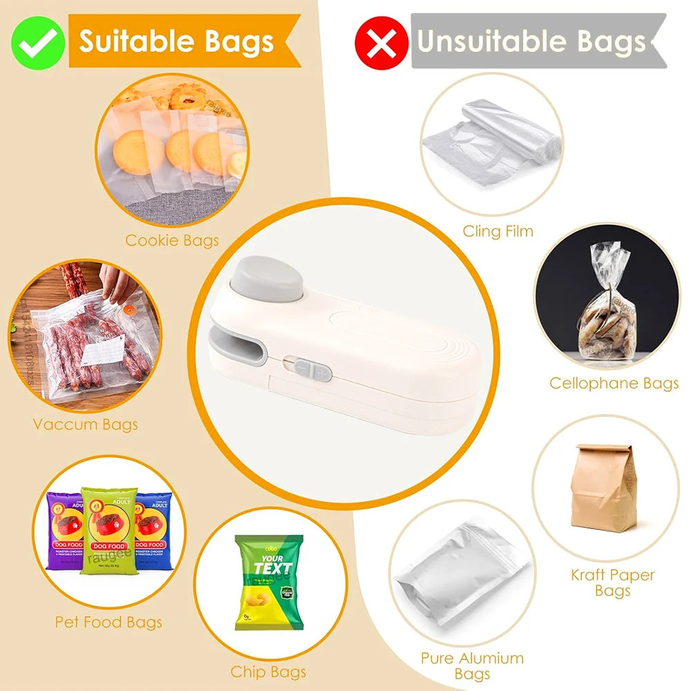 Plastic Bag Sealer Mini Heat Bag Sealing Machine Handheld Portable Plastic Bag Sealing Machine Food Packaging Mini Heat Sealer