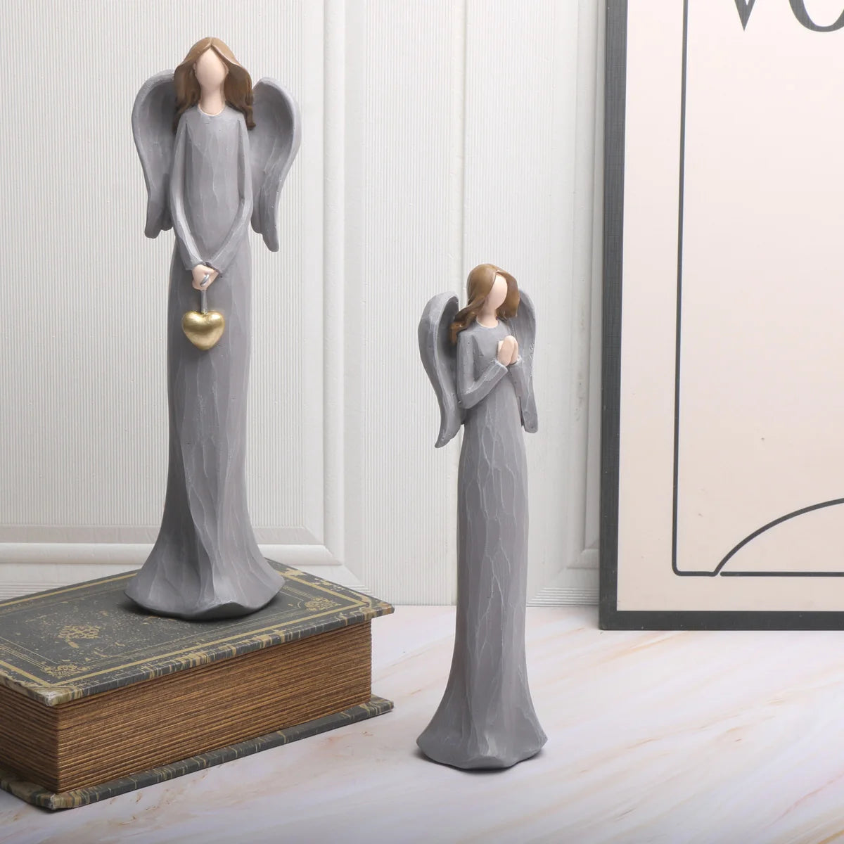 1pc Resin Blessing Angel Figurine - Versatile Indoor Decor for Christmas, Weddings & Home | Durable Abs Sculpture | No Electrici