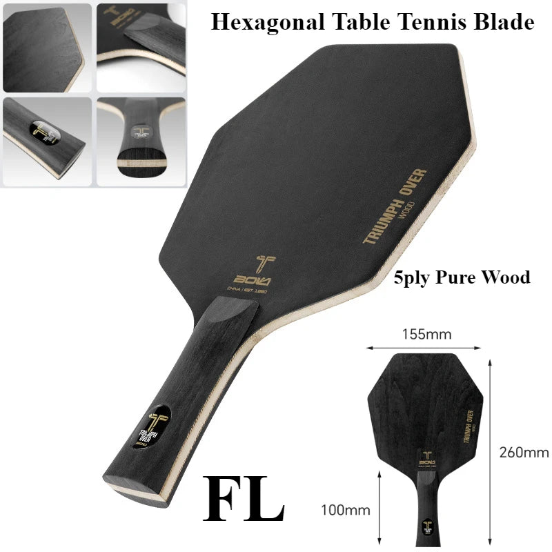 Hexagonal Table Tennis Blade 5ply Pure Wood Increase The Thickness Of The Paulownia FL Ping Pong Base With Fast Attack & Arc