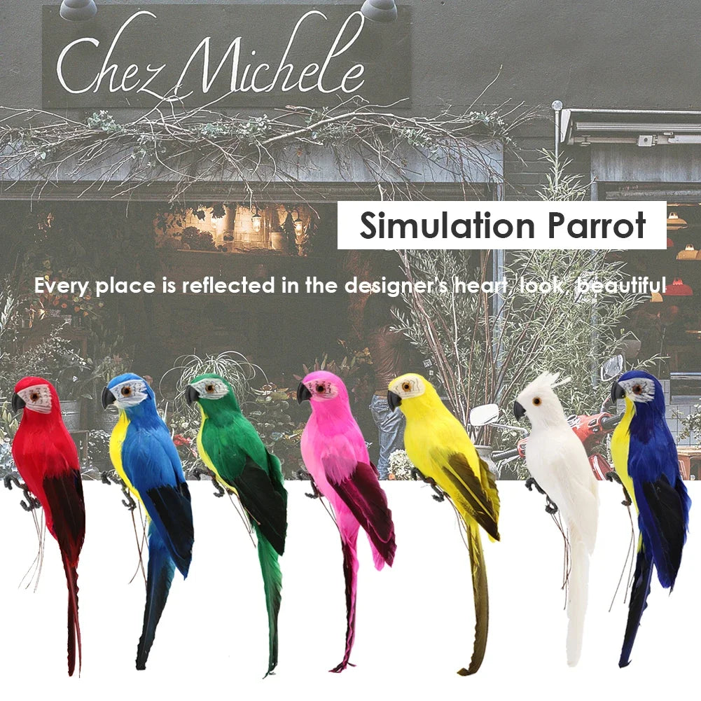 1PC Handmade Foam Feather Artificial Parrot Imitation Bird Model Figurine Foam Bird Parrot Home Garden Bird Decoration Miniature