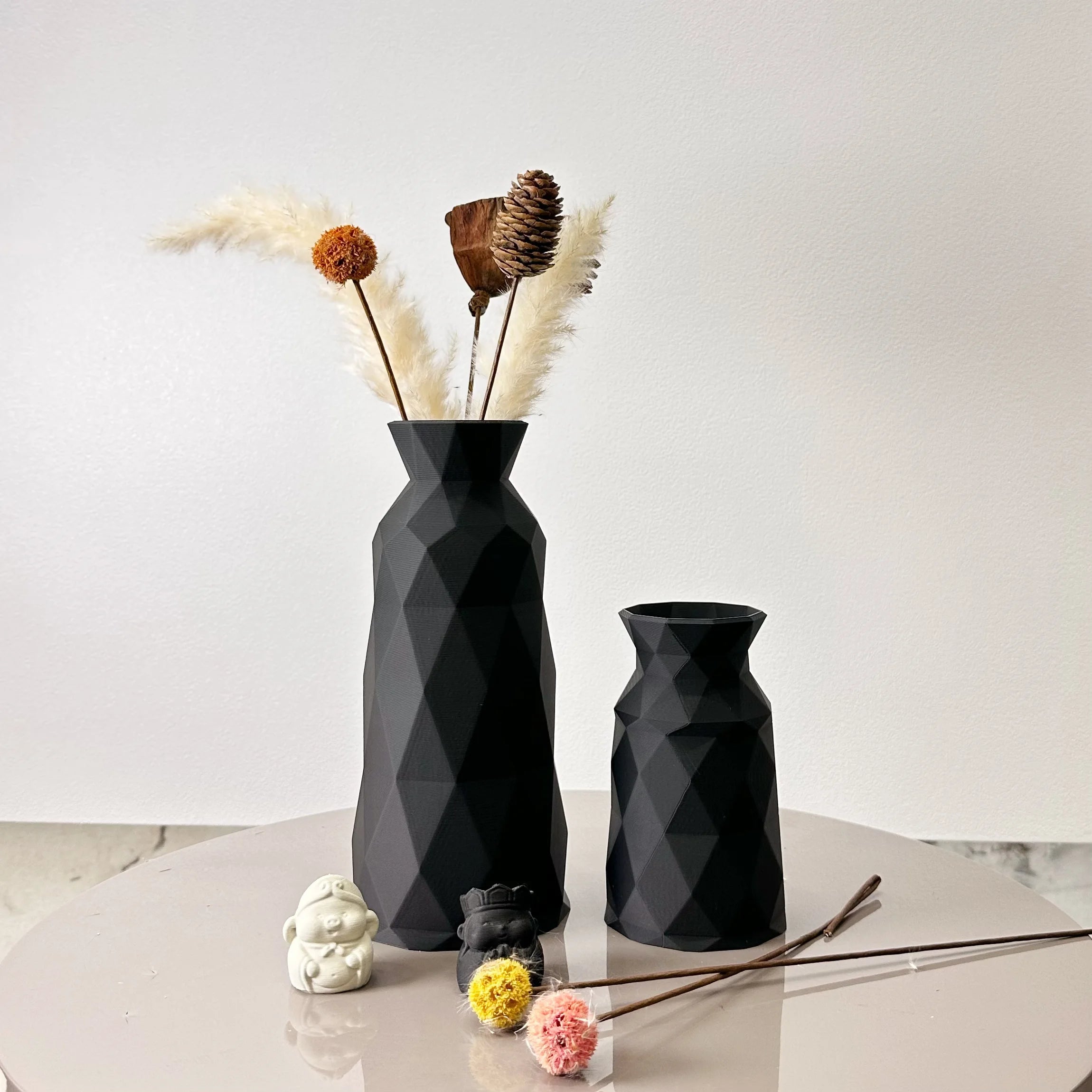 2 Piece Art Geometric Vase, Geometric Dry Vase, Multiple Color Options, Suitable for Home Decoration Vase Ornaments, Office Vase