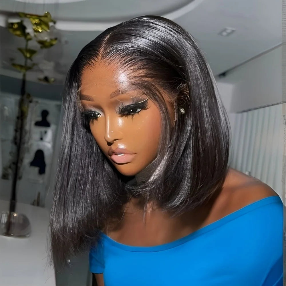 12 14 Inch Straight Short Bob Human Hair Wig Black Vietnamese Hair 13x4 4x4 HD Lace Frontal Bone Straight Bob Human Hair Wigs