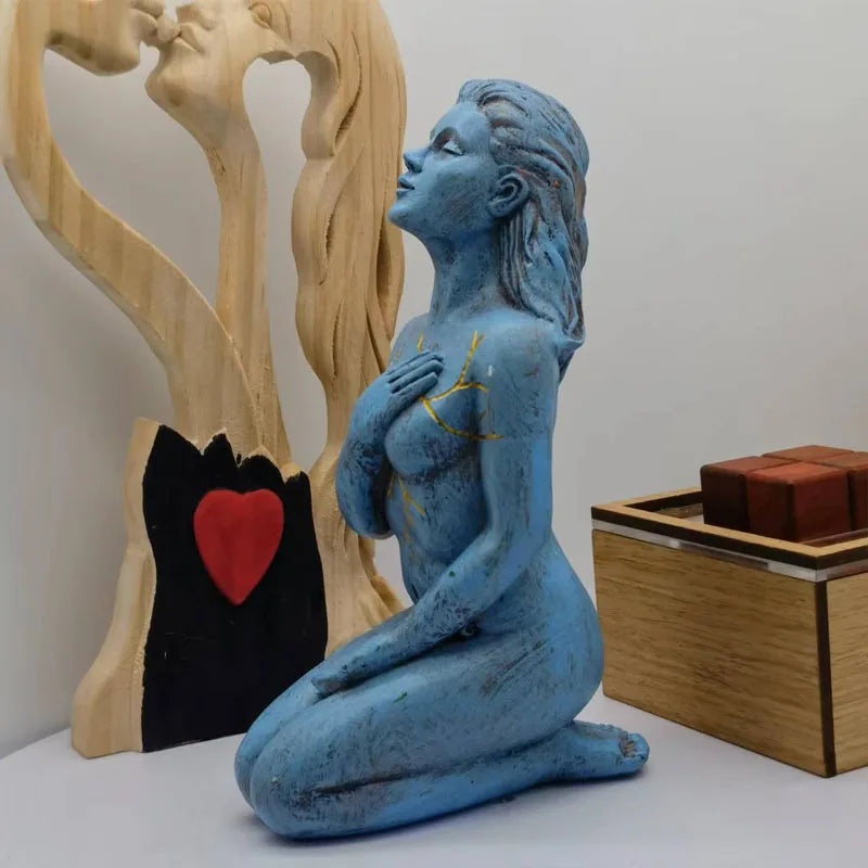 Göttin Statue 18cm aus Harz, Handgefertigte Spirituelle Skulptur, Heilende Energie, Meditation, Sammlerstück Kunst Deko, Tongyue