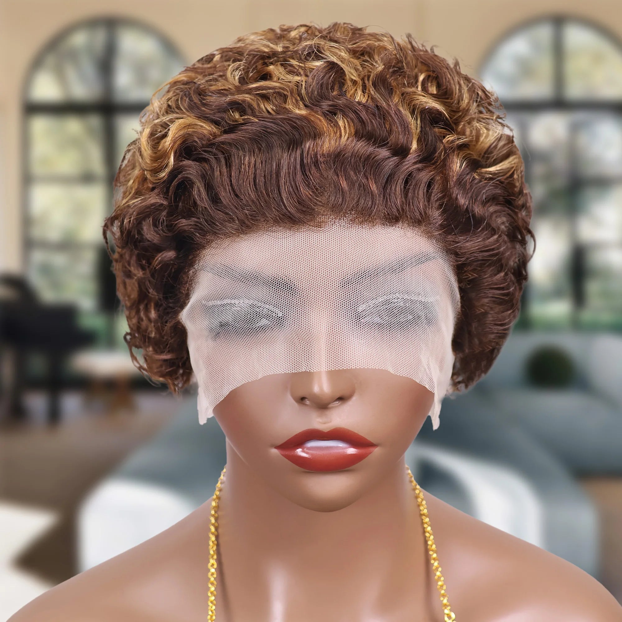 Hightlght 4/27 Pixie Cut Wig Ombre Honey Blonde 13x1 Lace Frontal Human Hair Wigs Brazilia Short Bob Wigs Human Hair 100%