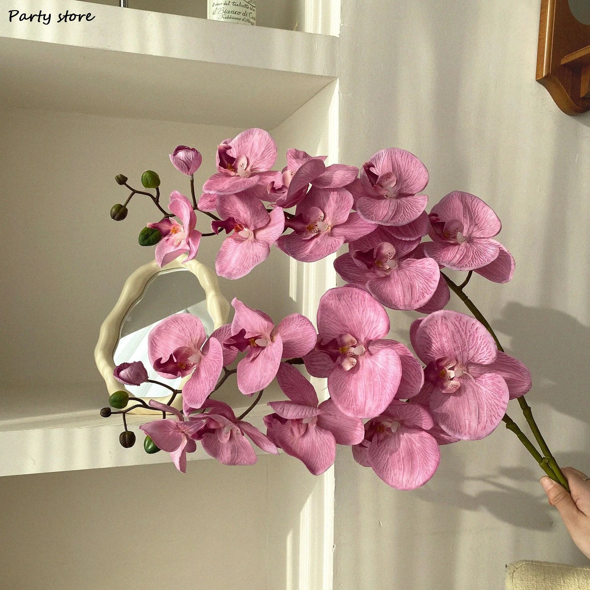 9 Heads Artificial Flower Purple Butterfly Orchid Silk White Phalaenopsis Wedding Christams Home Decor Garden Potted Fake Plants