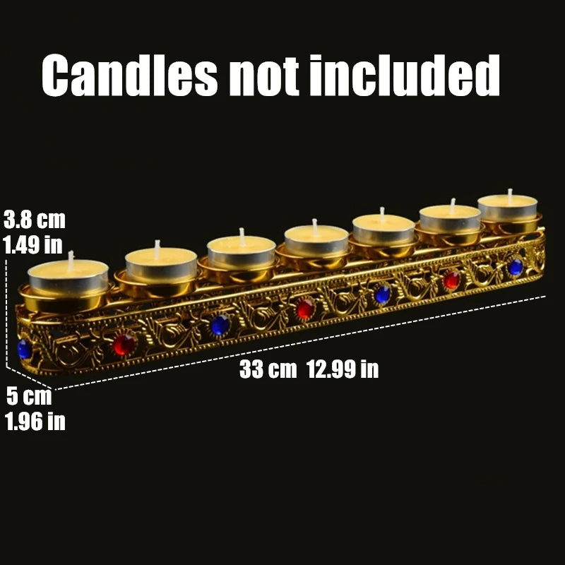 Candle Lamp Display Stand Inlaid Gem Tantric Candlestick Buddhist Wedding Altars Indoor Desktop Decoration Candles not Included