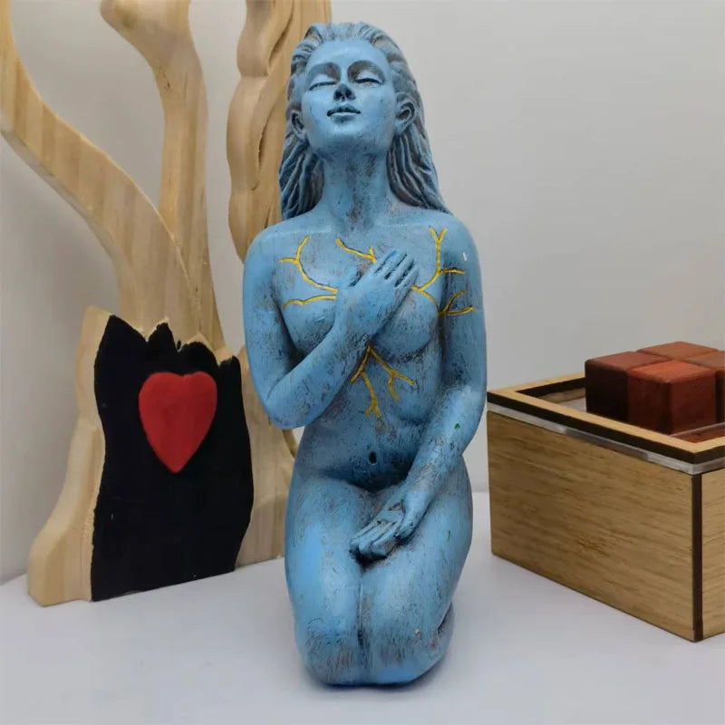 Göttin Statue 18cm aus Harz, Handgefertigte Spirituelle Skulptur, Heilende Energie, Meditation, Sammlerstück Kunst Deko, Tongyue