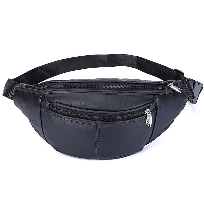 Fashion Men Genuine Leather Fanny Bag for Phone Pouch Male Leather Messenger Bags Brand Fanny Pack Male Travel Waist Bag Men