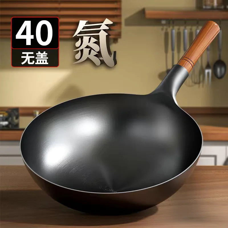 Zhangqiu old-fashioned iron wok, vegetable wok, household uncoated non stick wok, frying pan, gas stove special