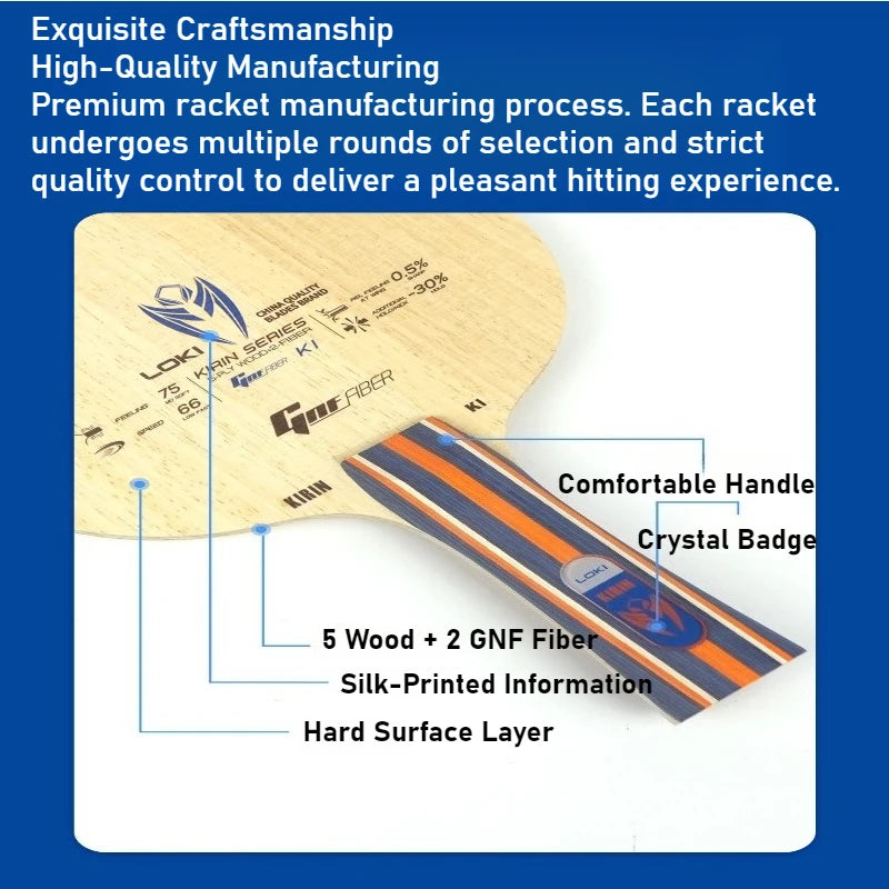 Original LOKI K1 Table Tennis Blade 5 Wood 2 Carbon Attacking FL/CS Fast Attack And Arc Ping Pong Base For Beginner Training