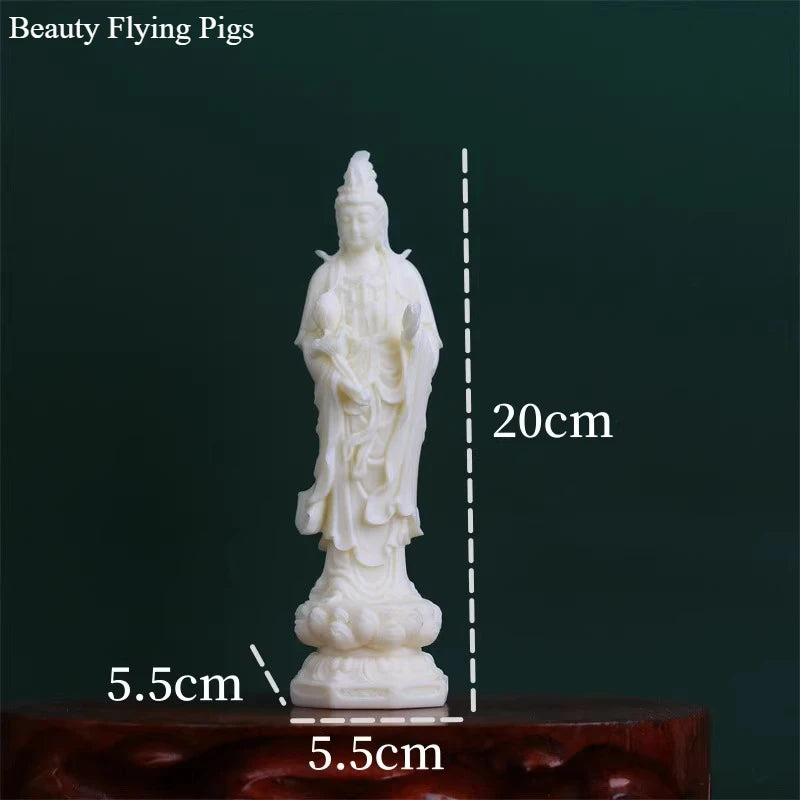 Ivory fruit powder Buddha statue ornament Home Buddha statue worship Chinese style pray for auspiciousness home decoration