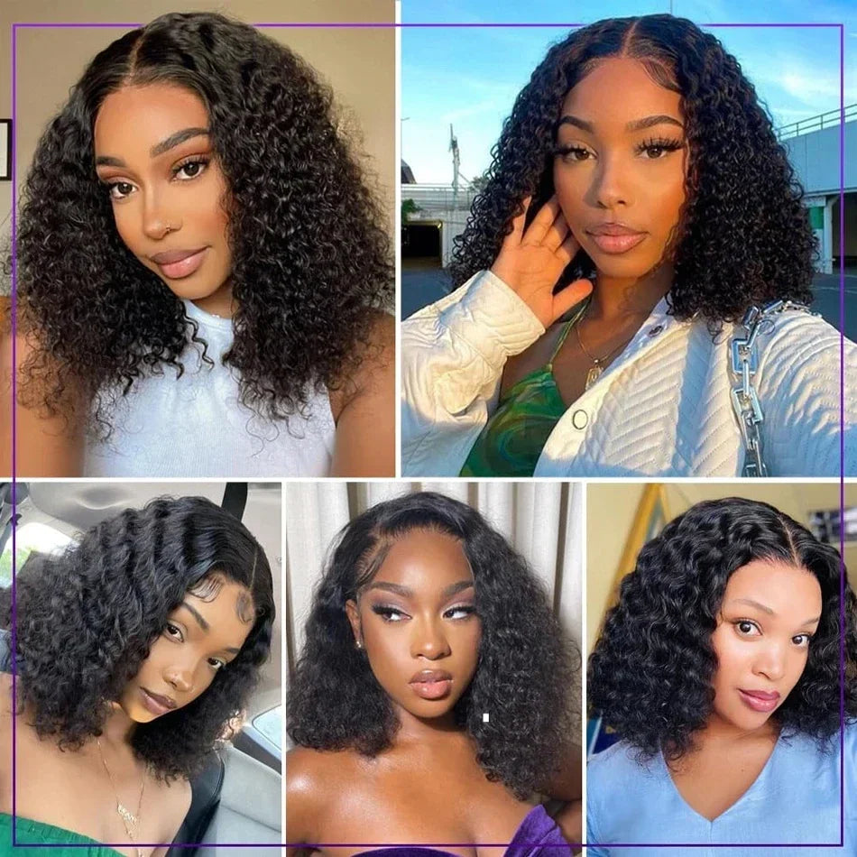 200% Density Curly Bob Wigs Human Hair Deep Wave Bob Wig 4×4 Lace Front Wig Deep Curly Human Hair Wigs Lace Front Wig For Women