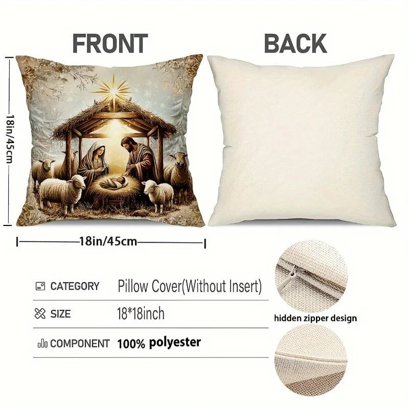1PCS Christmas Pillow Covers Christmas Party Decor 2025 Xmas Jesus Farmhouse Pillow Cover Navidad Natal New Year Gift 2026