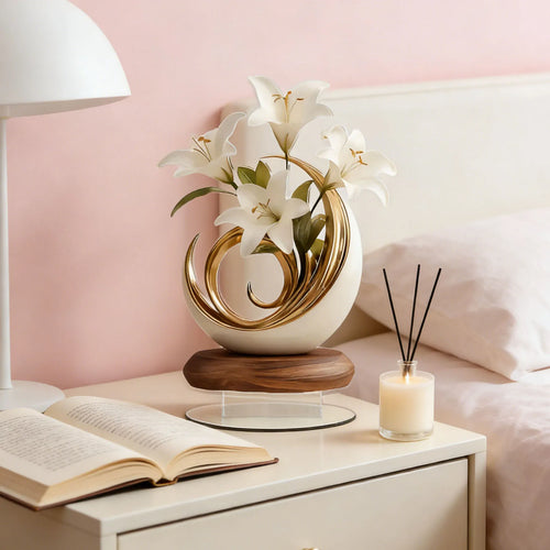 1 Elegant Flower Curve Design Acrylic Desktop Decoration, Ideal for Party Decoration, Home and Office Desk Decoration, 2D Plan