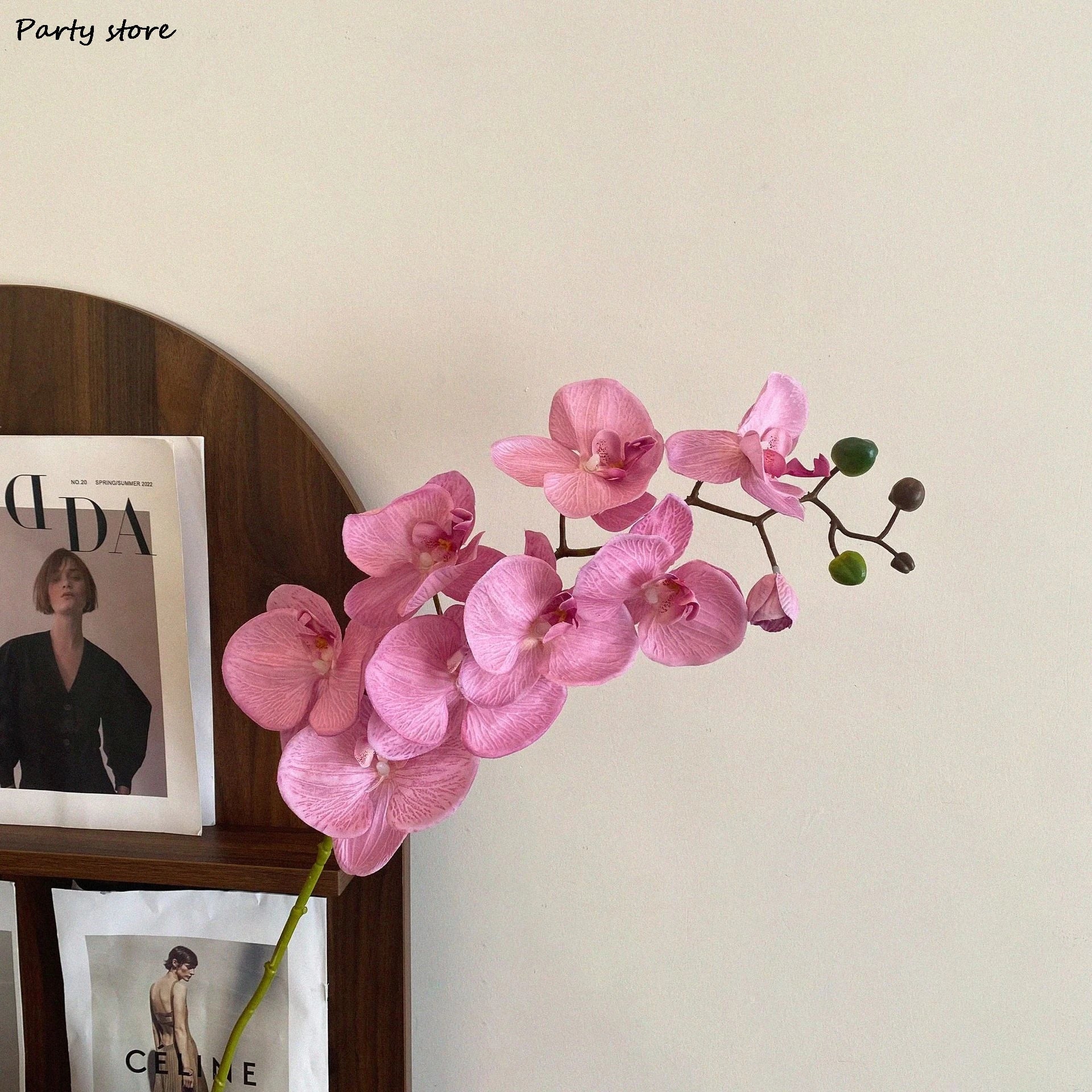 9 Heads Artificial Flower Purple Butterfly Orchid Silk White Phalaenopsis Wedding Christams Home Decor Garden Potted Fake Plants