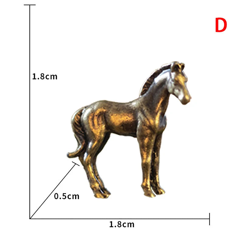 1 Pc Antique Brass Solid Long Tail Horse Figurines Big Feng Shui Ornaments Copper Zodiac Animal Mini Desktop Decoration Crafts